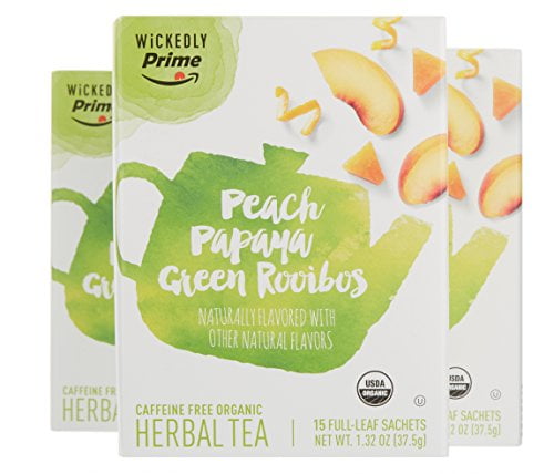 Wickedly Prime Organic Herbal Tea Peach Papaya Green Rooibos 15 Count Pack Of 3 Walmart Com