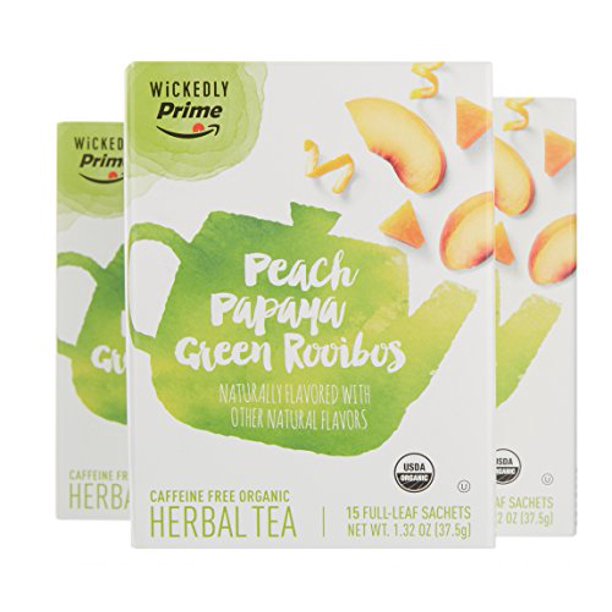 Wickedly Prime Organic Herbal Tea Peach Papaya Green Rooibos 15 Count Pack Of 3 Walmart Com Walmart Com