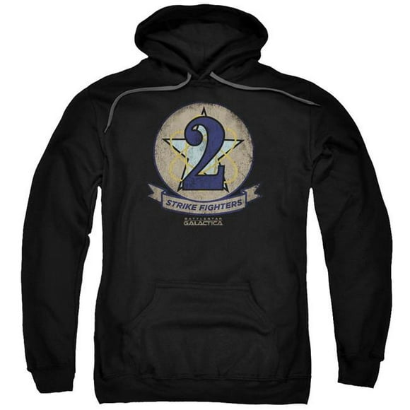 BSG & Strike Fighters Badge Adult Pull-Over Hoodie&#44; Black - 4X