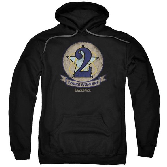 BSG & Strike Fighters Badge Adult Pull-Over Hoodie, Black - 4X