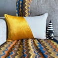 thumbnail image 5 of Decorative Yellow 12"x18" (30x45 cm) Lumbar Pillow Cover, Velvet Patchwork & Color Blocking Oblong Pillow, Patchwork Pattern Modern Style - Velutinous Saffron Yellow, 5 of 10