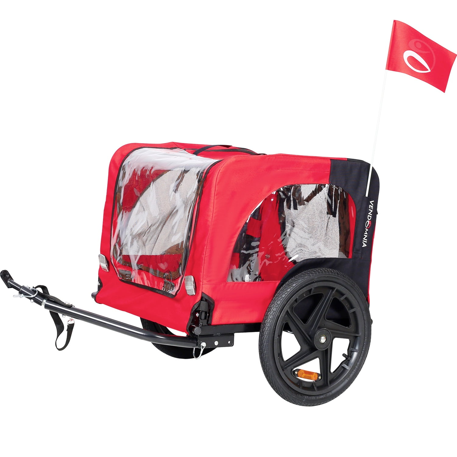 Pefilos 16" Dog Bike Trailer, Pet Stroller Bicycle Carrier w/Hitch, Suspension, Visibility Flag, air wheel Pet Bike Trailer for Dogs 66lb Weight Capacity, Red Pefilos 16" Dog Bike Trailer, Pet Stroller Bicycle Carrier w/Hitch, Suspension, Visibility Flag, air wheel Pet Bike Trailer for Dogs 66lb Weight Capacity, Red