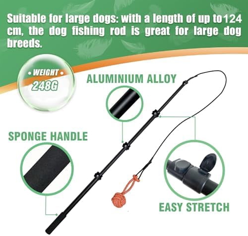 Flirt Pole for Dogs Heavy Duty 48inch Extendable Aluminum Alloy Dog Flirt Pole for Large/Medium/Small Gogs,Interactive Dog Toys for Indoor/Outdoor
