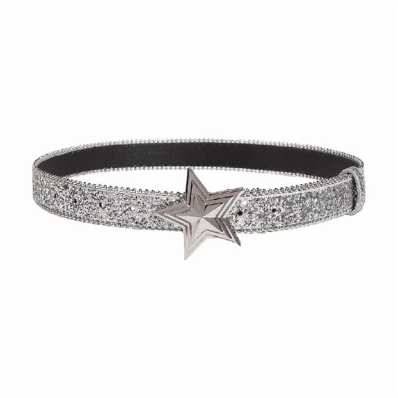 Yokua Blingbling Belt Star Buckle Glinting Glitters Waist Belt for Jeans Dresses