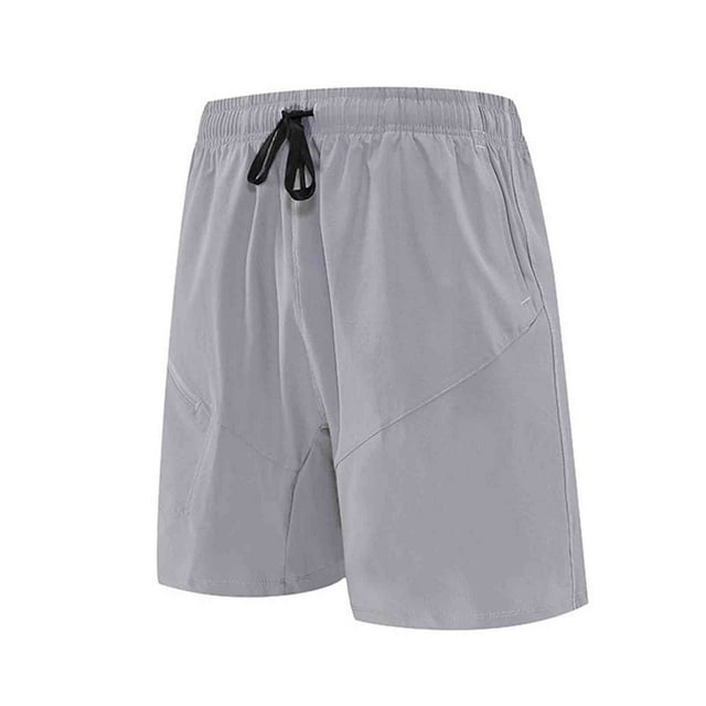 WRKEKC Summer Shorts for Men Solid Color Loose Fit Outdoor Running Quick Dry Softshell Breathable Fitness Training Drawstring Zipper Pocket 5-Inch