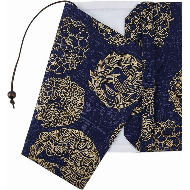 Funda protectora de tela para libros A5 de tapa blanda. Funda protectora rectangular negra para álbumes de recortes con estampado floral.