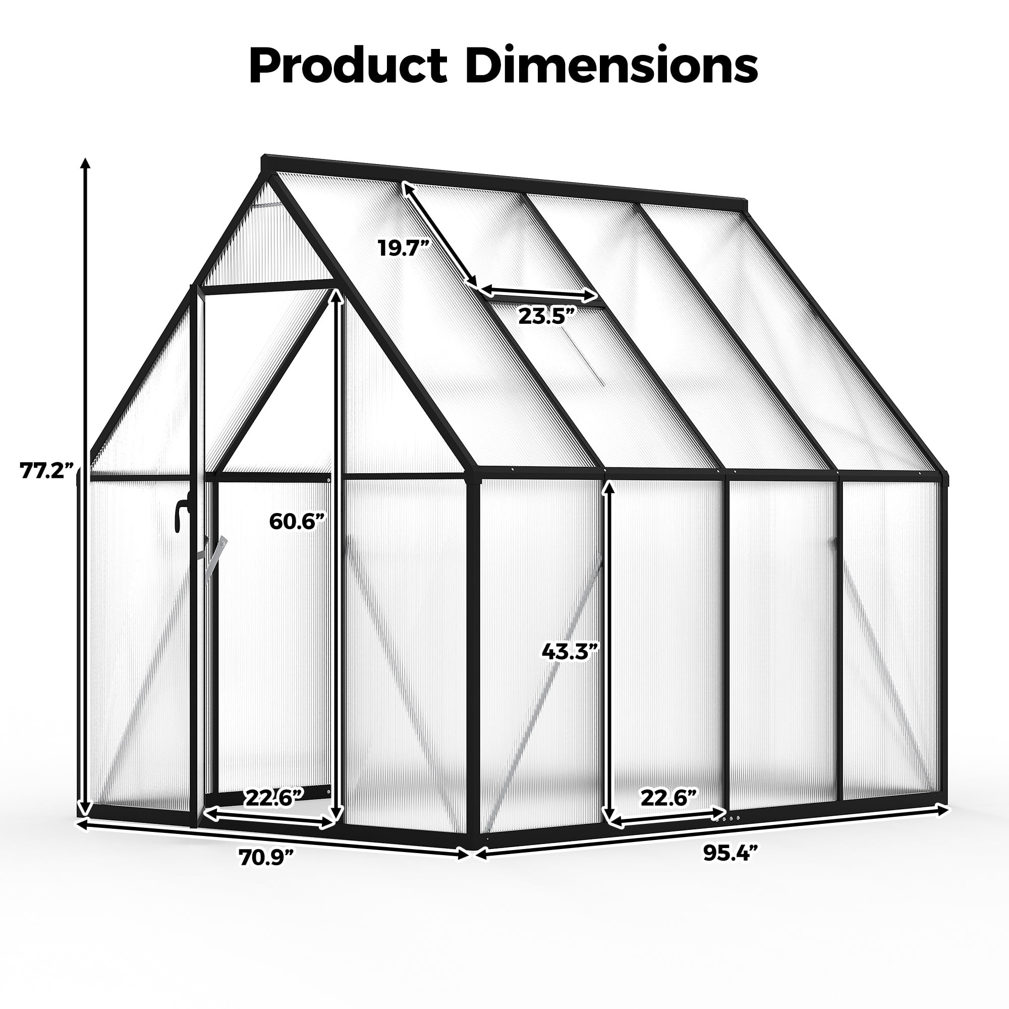 6x8ft Greenhouse for Outdoors, Enhanced Aluminum Frame Greenhouse with Roof Vent, Large Walk-in Green House for Garden Backyard