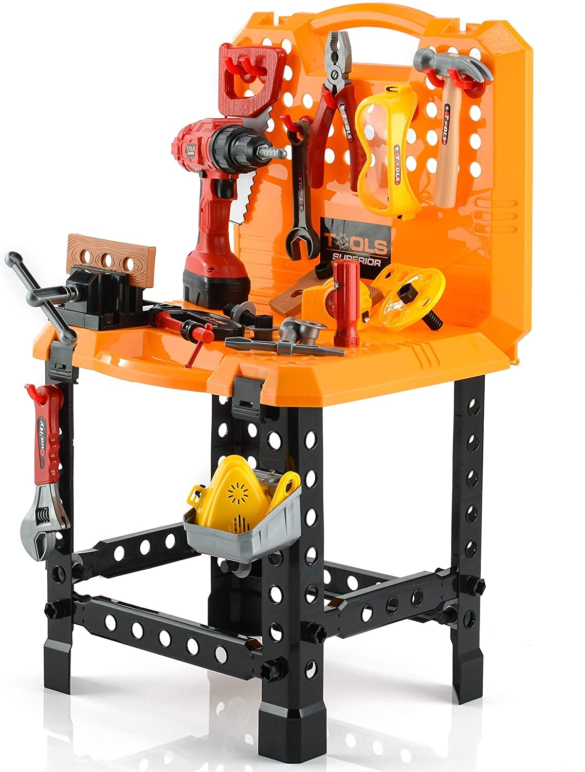 Toy Choi&amp;#39;s 82 Pieces Kids Construction Toy Workbench for Toddlers, Kids Tool Bench Construction Set with Tools and Drill, Children Toy Shop Tools for Boys and Girls