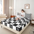 thumbnail image 4 of Castle Fairy 4-Piece King Sheet Set - Teen Monogrammed Letter Plaid Alphabet Lattice, 4 of 7