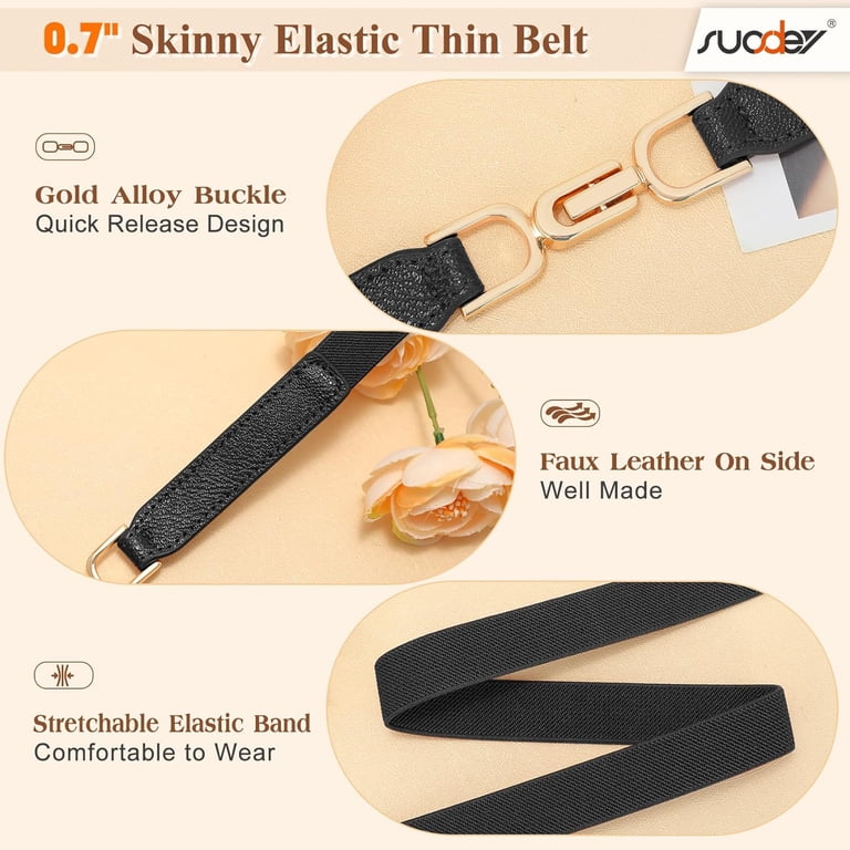 Skinny Elastic Waist Stretch Belt Faux Leather Dress Jeans Women Skinny Faux Leather Stretch Belt Elastic Corset Dress  main image 3