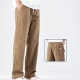 thumbnail image 4 of DPTALR George Men's Summer Thin Soft Fabric Pants Loose Wide Leg Elastic Waist Work Trousers Khaki Big and Tall Men M, 4 of 4