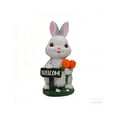 thumbnail image 2 of Resin Rabbits Ornament, Solar Powered Welcome Sign With Distressed Wood Finish, for Garden Patio, White, 2 of 6