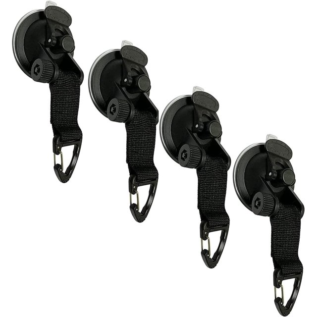 4 pcs Heavy Duty Suction Cups with Hooks Upgraded Car Camping Tie Down Suction Cup Camping Tarp Accessory with Viscous Silicone Strong Power for Car Awning Boat Camping Trap