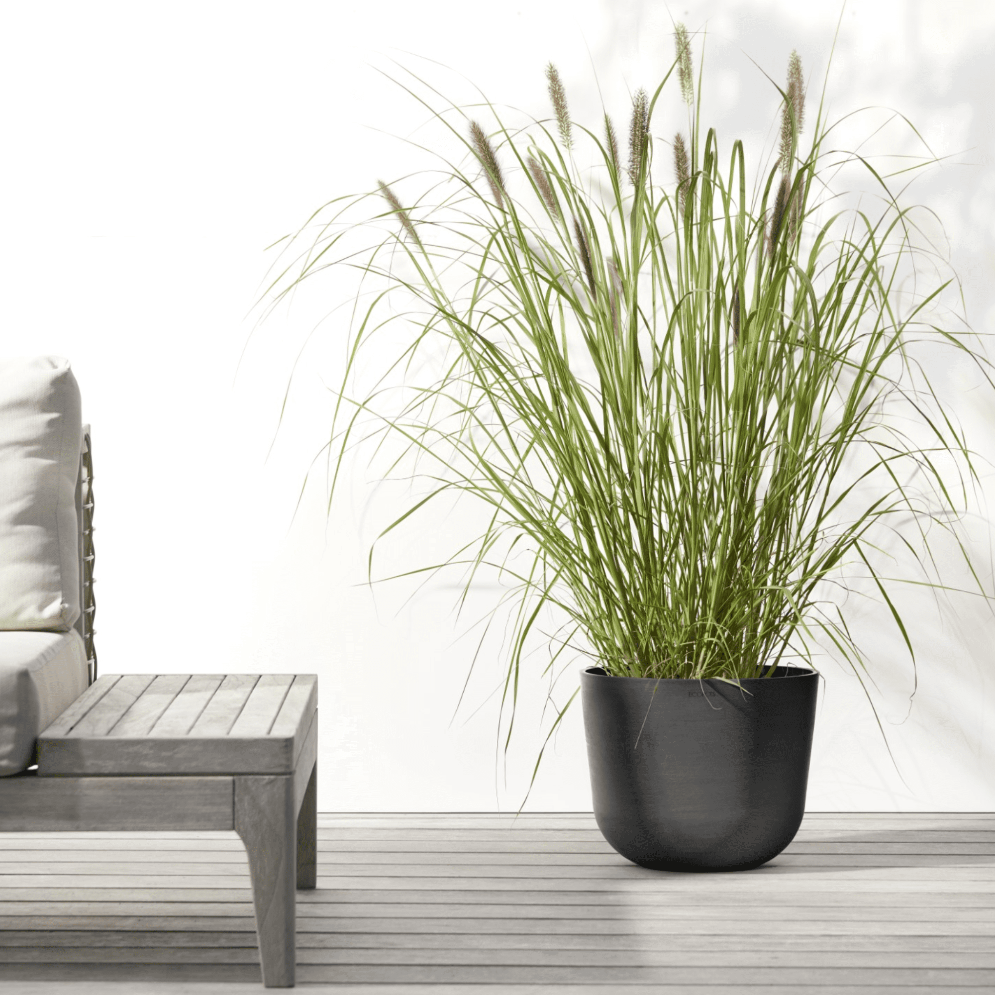 Ecopots Oslo Durable Modern Round Indoor/Outdoor Recycled Based Composite Flower Pot Planter, Dark Grey, 25.5"