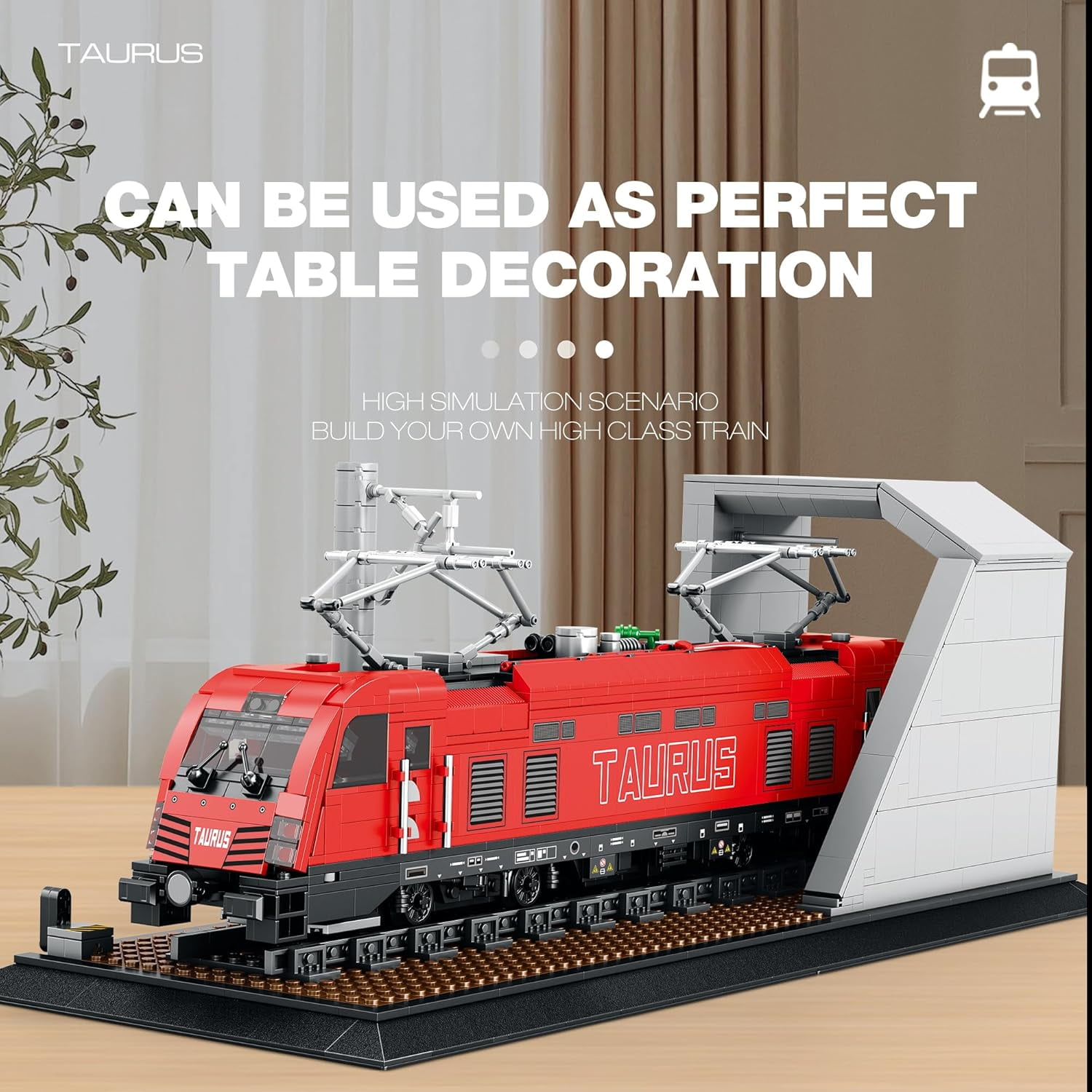 Reobrix 66020 Taurus Locomotive Building Blocks Set, Train Model Building Kit with Train Tracks, Train Toy for Teens 14+ and Adults, 1939 Pieces