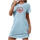 thumbnail image 2 of Camisón corto de San Valentín para mujer, talla grande, estampado en el pecho, cuello redondo, manga corta, 2 of 3