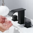 thumbnail image 3 of Waterfall Bathroom Faucet 3 Hole: WOWOW 8 inch Widespread Bathroom Faucet Matte Black, Modern 2 Handles Bathroom Sink Faucet with Pop up Drain and cUPC Supply Lines Visit the WOWOW Store, 3 of 7