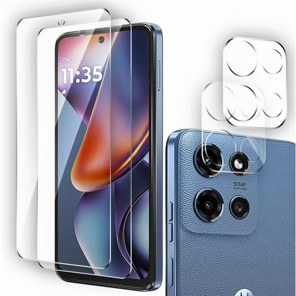 2 Pack Tempered Glass Screen Protector for Motorola Moto G 5G 2025 with 2 Pack Camera Lens Protector,Ultra HD, Anti-fingerprint Case Friendly