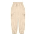 thumbnail image 6 of ZOYOEN Boys Cargo Pants- Cotton Casual Elastic Waist Kids Joggers Beige Size 8, 6 of 7