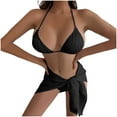 thumbnail image 1 of Wancir Swimsuits for Women 2025 - Women's Solid Color Sexy Bikini Backless Drawstring Strap Split Swimsuit Three Piece Set, 1 of 5