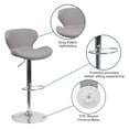 thumbnail image 6 of Emma + Oliver Gray Fabric Adjustable Height Curved Back Barstool, 6 of 13