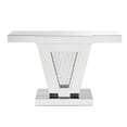 thumbnail image 3 of Wood and Mirror Console Table with Faux Crystals Inlay, Clear, 3 of 5