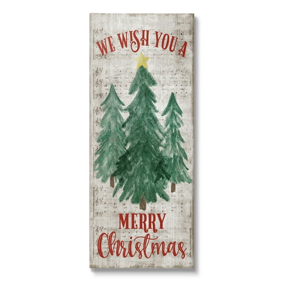 Stupell Industries Merry Christmas Sheet Music Holiday Painting Gallery Wrapped Canvas Art Print Wall Art, 10 x 24