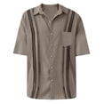 thumbnail image 4 of LRGSHF Men's Button Down Short Sleeve Shirts Daily Stripe Tops Summer Soft Comfortable Holiday Shirt with Pocket Beach Casual Wear, 4 of 4