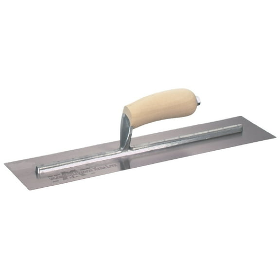 1 PK, Marshalltown 4 In. x 14 In. High Carbon Steel Finishing Trowel with Curved Wood Handle