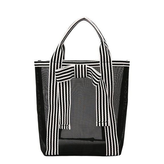 Kyusrd Ladies Transparent Hollow Handbag Transparent Mesh Tote Bag Fashion Shoulder Messenger Bag Travel Tote