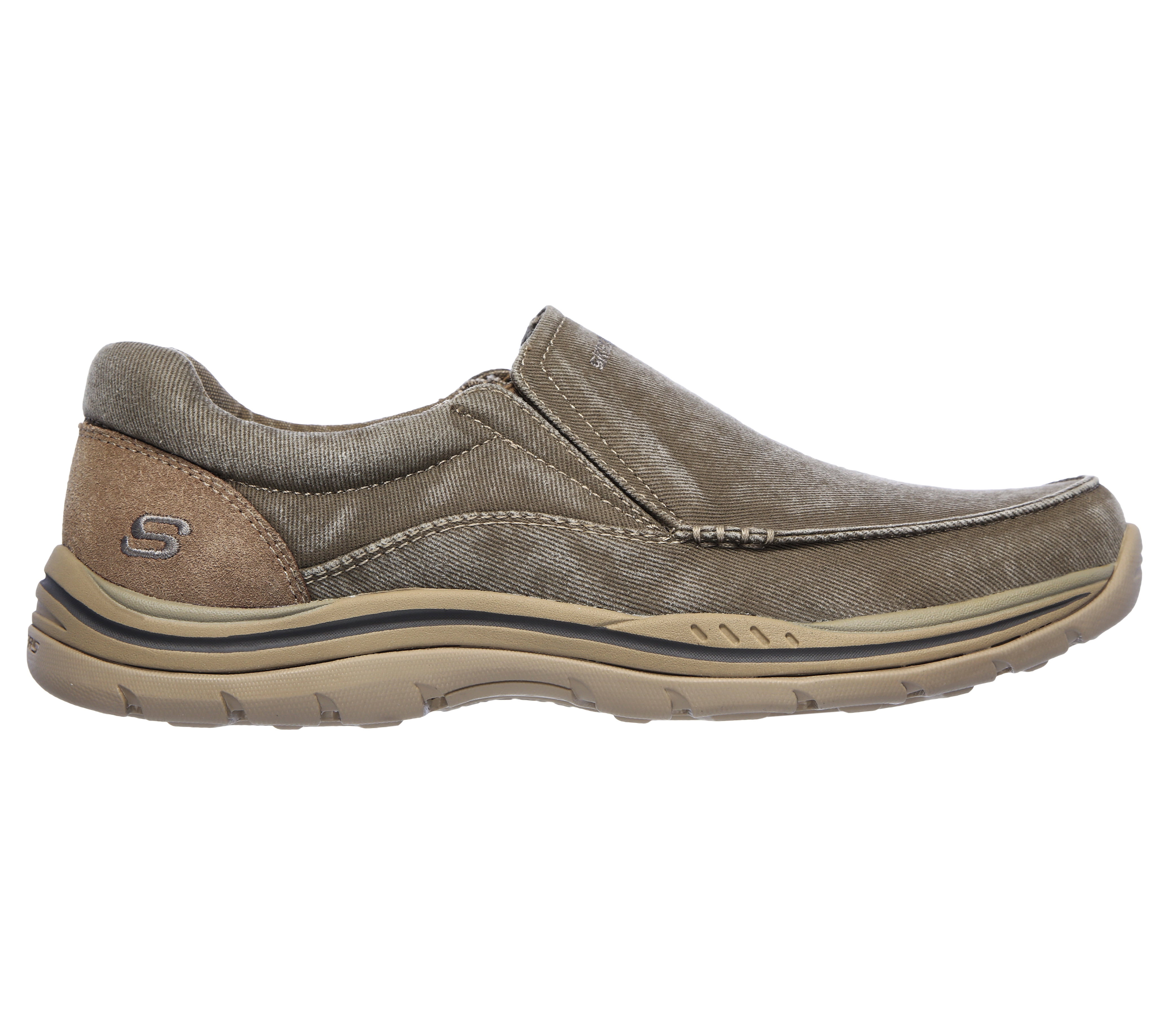 Skechers Expected Avillo Moccasins Mens Size 8.5 Khaki Slip On Shoes SN64109 GUC