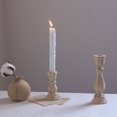 thumbnail image 3 of Wood Candlestick Holders, Set of 2 Retro Unpainted Wood Classic Craft Candles Stick Holder Set Wedding Decorations, 3 of 6