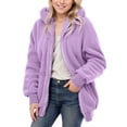 thumbnail image 2 of MAIHAN-Girls' Fleece Zip - Up Hoodie - Casual Warm Long - Sleeve Coat for Fall & Winter,Fleece Jacket(Light Purple,13-14Y), 2 of 5