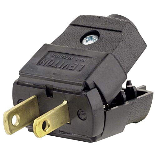 Leviton 101-EP 15 Amp, 125 Volt, Residential Grade, Polarized, Non-Grounding Plug, Black - 10 Pack