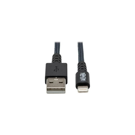 UPC: 0037332240750 | Tripp Lite M100-010-GY-MAX Heavy-Duty USB Sync / Charge Cable with Lightning Connector – M/M USB 2.0 UHMWPE and Aramid Fibers Gray 10 ft. (3 m)