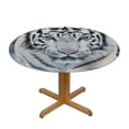 thumbnail image 3 of Orinice White Tiger Snow Blue Eyes Round Table Cover Stain Resistant Washable Indoor Outdoor Tablecloth Kitchen Dining Wedding Parties 100% Polyester Fiber 54-58, 3 of 8