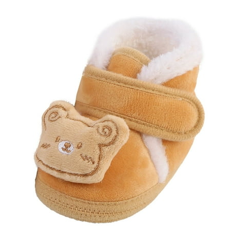 BOBOGOJP Unisex Walking Shoes Fleece Anti-Slip Soft Sole Boots Toddler First Walker Warm Shoes (Khaki 5)