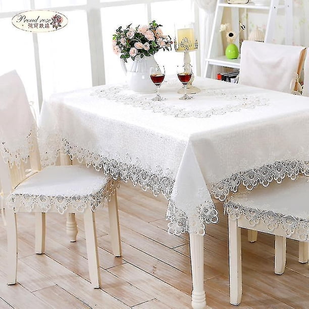 Mantel de encaje de 85 cm Ch Cush-bei Mantel de mesa redonda Mantel de mesa ()