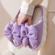 thumbnail image 3 of Pantuflas de punta abierta con piso de madera para el hogar, dulces, para las cuatro estaciones, con lazo tridimensional de color sólido y suela gruesa, 3 of 6
