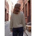 thumbnail image 6 of Women's Oversized Striped Long Sleeve Shirt Crewneck Tops Drop Shoulder Y2K Fall Clothes, 6 of 11