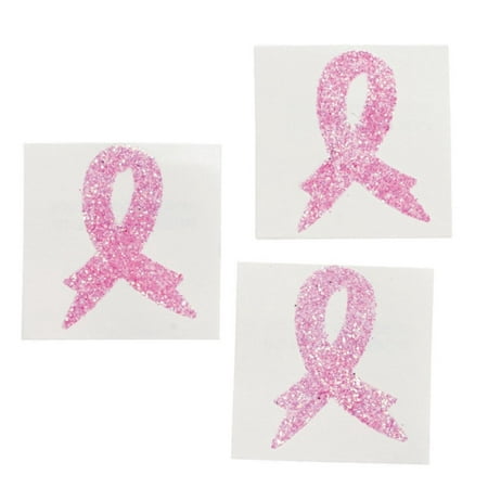 48 PINK RIBBON Glitter BODY TATTOO Stickers/4 DOZEN/Breast Cancer AWARENESS/Fundraising/EVENT/WALK/RUN, 4 DOZEN Glitter PINK RIBBON TATTOOS/Stickers By
