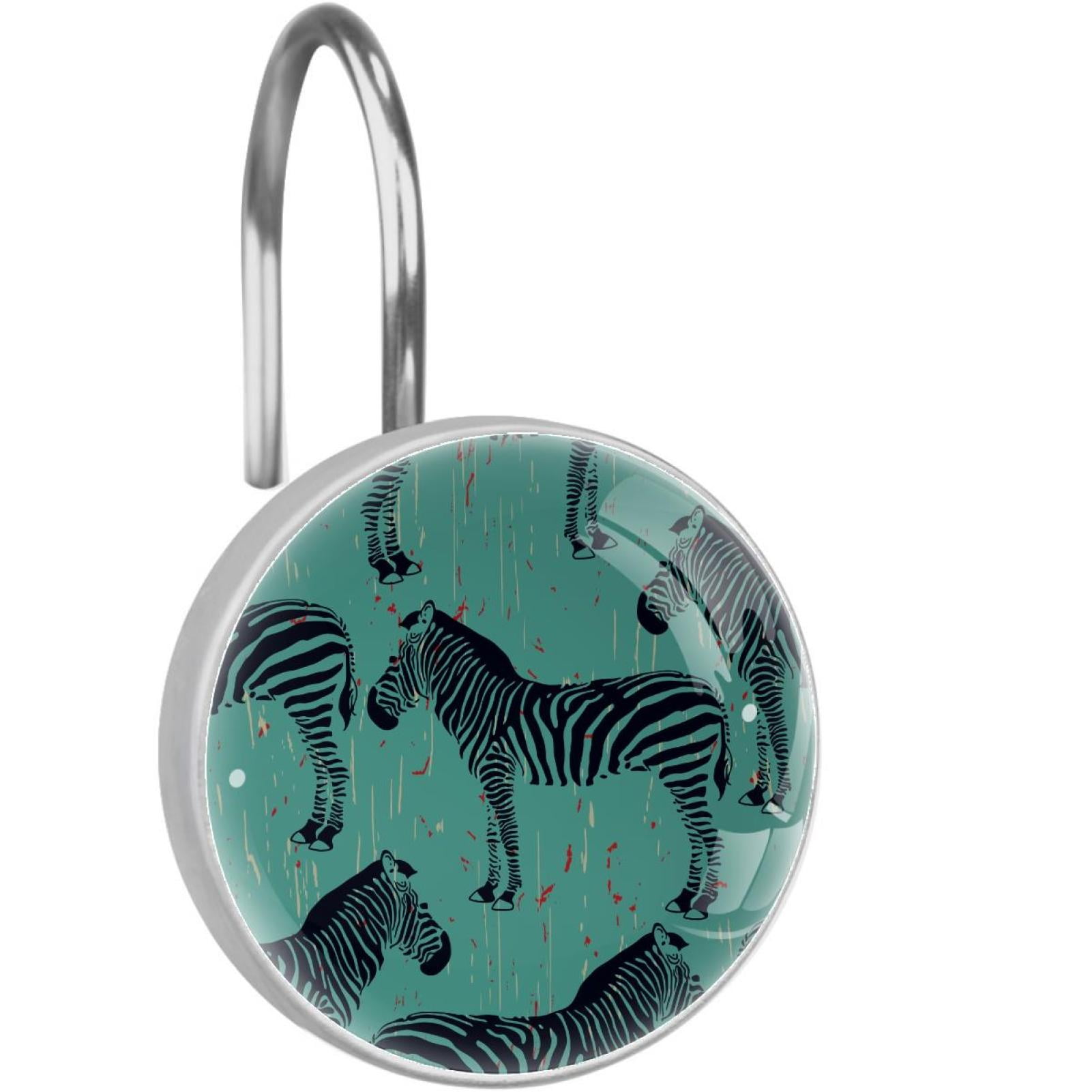 Zebra Shower Curtain Hooks（Set of 12）for Home Hotel Shower Rods