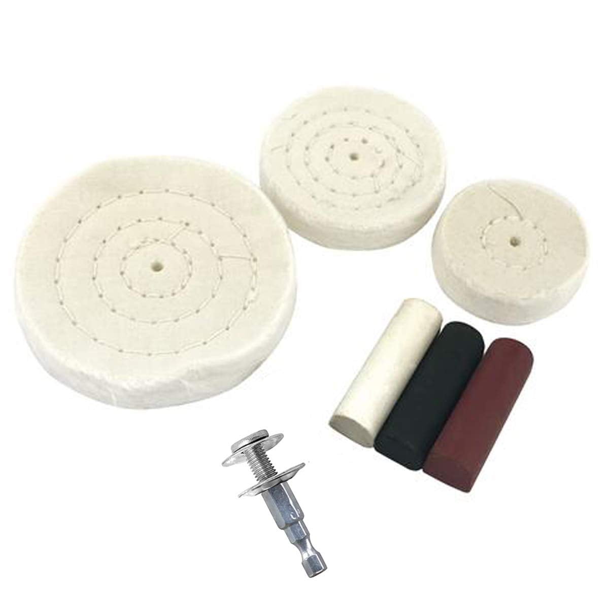 7Piece Buffing Kit with 3 Compound Complete Cutting and Polishing