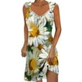 thumbnail image 2 of Viikei Women's Summer Boho Short Sleeve Dress,Women's Casual Versatile Printed V Neck Casual Sleeveless Suspender Dress Green M, 2 of 5