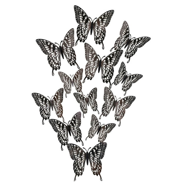 Transemion Glitter And Exquisite Stickers For Amazing Home Decor With Butterflies Various LK12 black 1Set