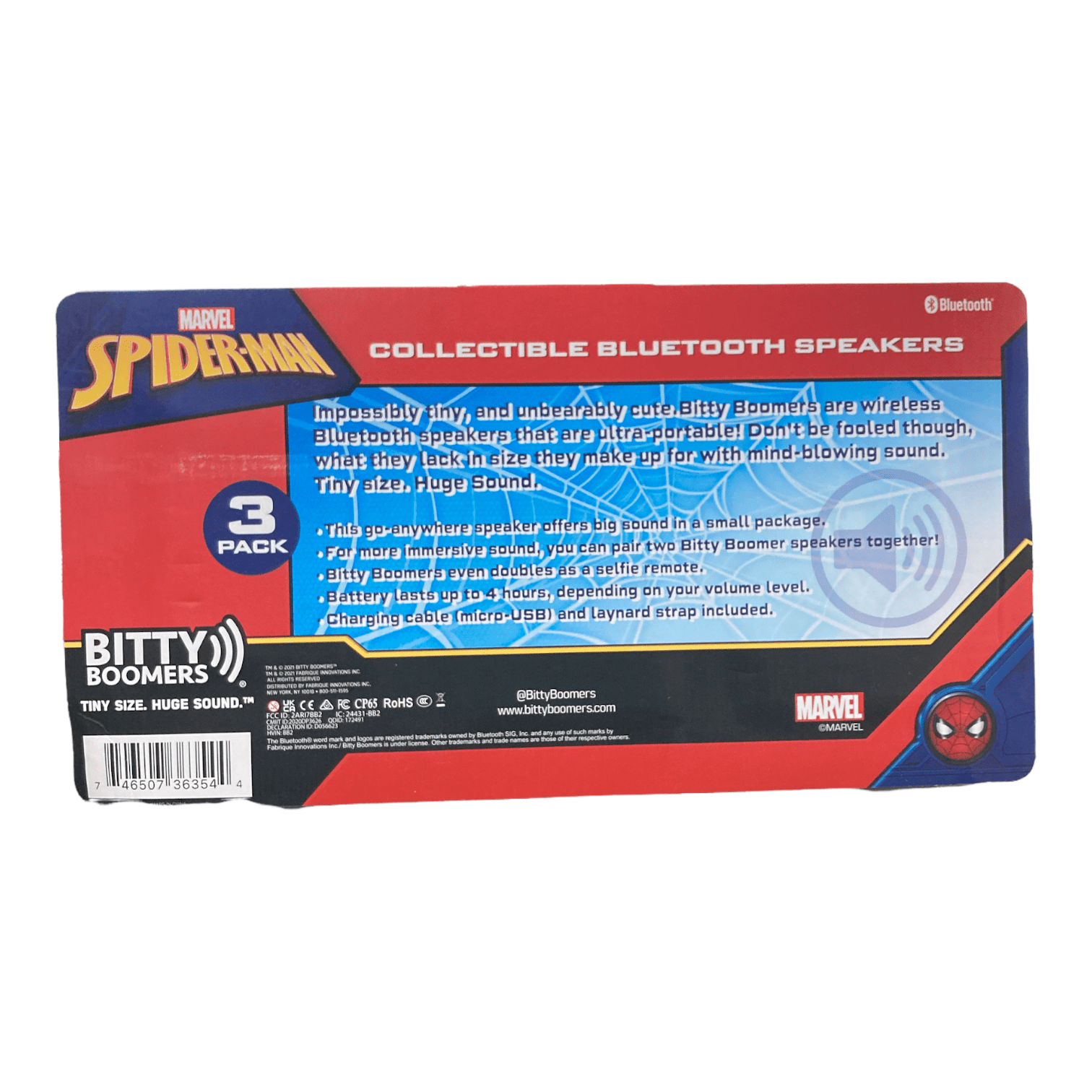 Buy 3 Pack Marvel Bitty Boomers Spider-Man, Venom, Miles Morales Bluetooth Speakers Online at 