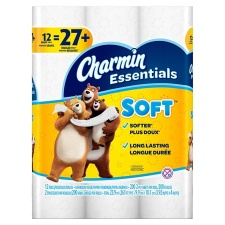 Charmin Essentials Soft Toilet Paper, 12 Giant Rolls