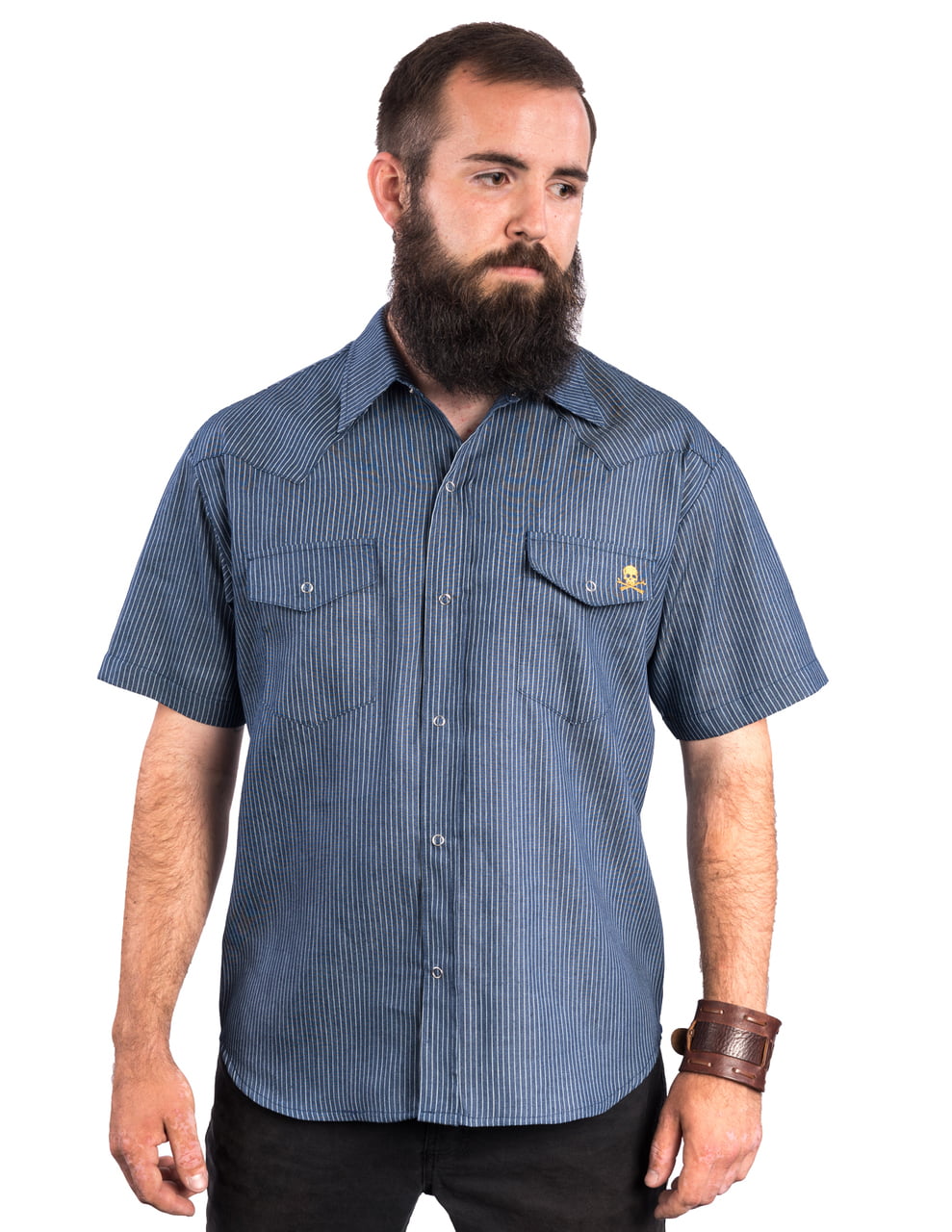 Steady Clothing Bushwa Western Pinstripe Button Up Shirt Denim Blue ...
