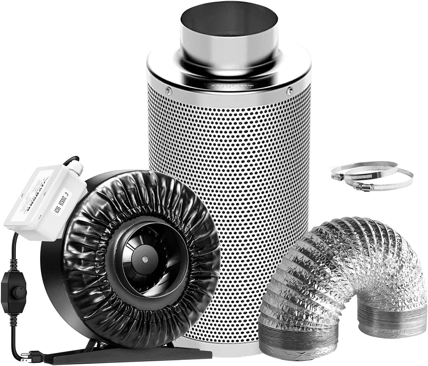 4" 6" 8" 10" 12" inch Inline Duct Fan w/ Controller& Air Carbon Filter Combo Kit 