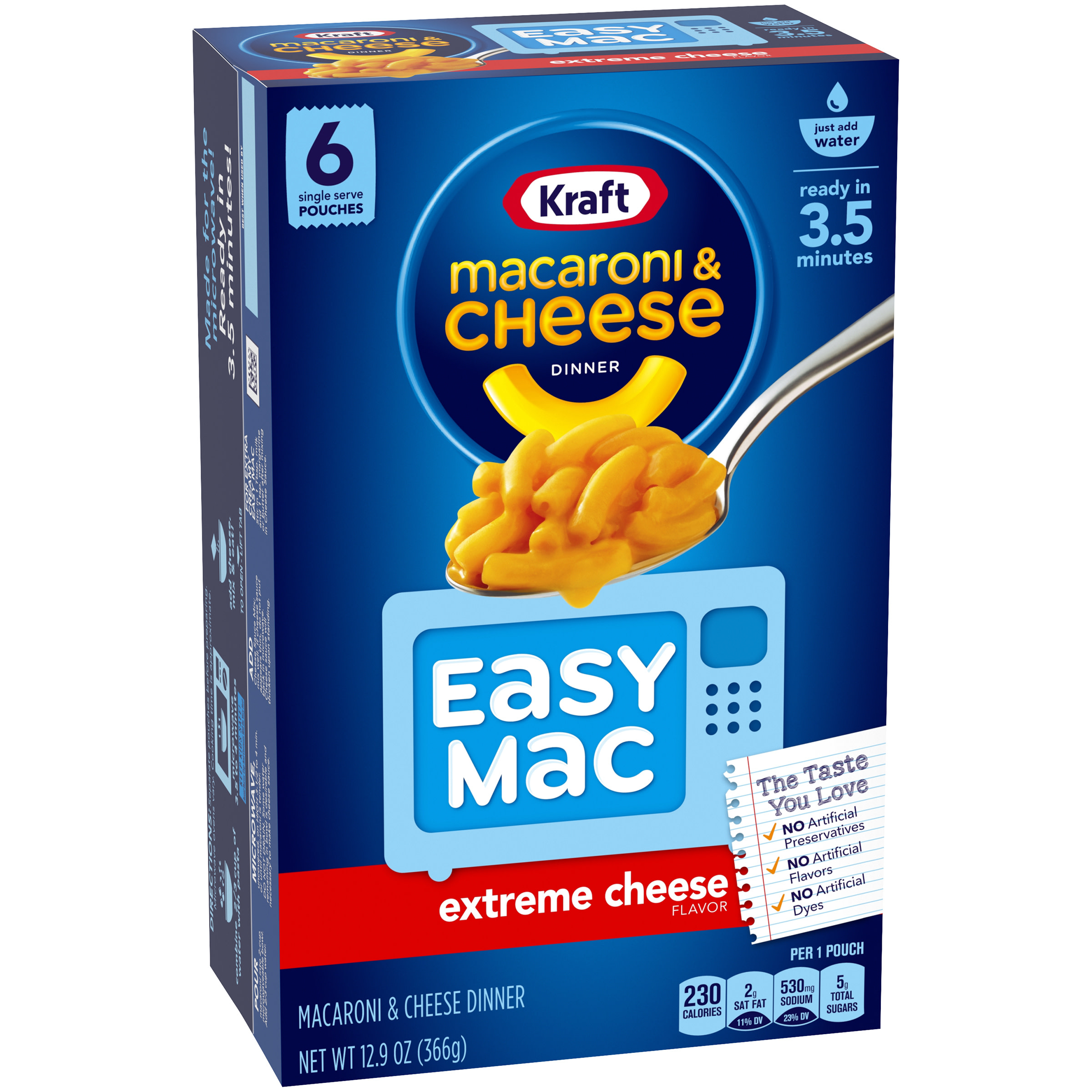 Kraft Easy Mac Extreme Cheese Mac N Cheese Macaroni and Cheese Microwavable Dinner, 6 ct Packets - image 3 of 8